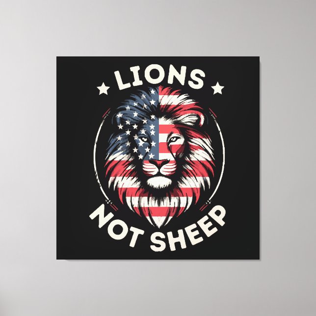 Toile Drapeau USA, LIONS ET NON MOUTONS (Recto)