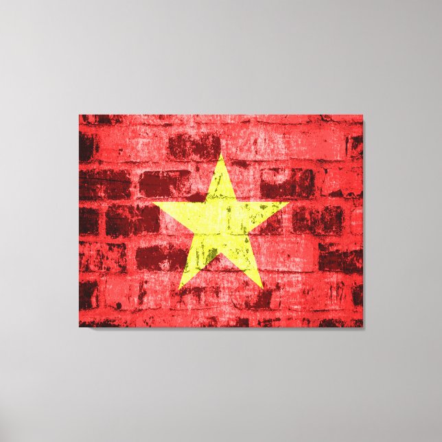 Toile Drapeau Vietnam sur mur de briques (Recto)