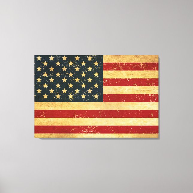 Toile Drapeau Vintage américain Grunge (Recto)