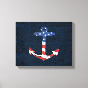 Toile Drapeau vintage américain patriotique Ancre Nautiq