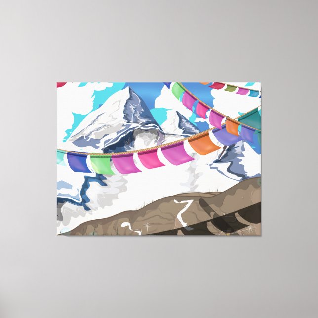 Toile Drapeaux de prière de l'Himalaya népalais affiche  (Recto)