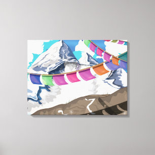 Toile Drapeaux de prière de l'Himalaya népalais affiche