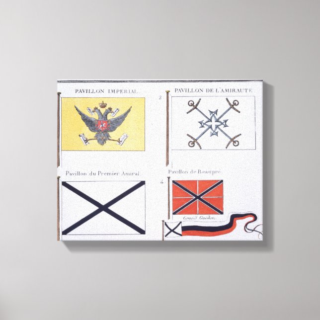 Toile Drapeaux russes, tiré d'un livre français de Drape (Recto)