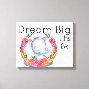 Toile Dream Big Little One Baby Girl Elephant