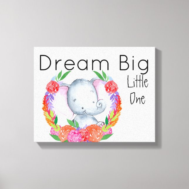 Toile Dream Big Little One Baby Girl Elephant (Recto)