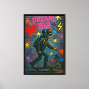Toile Dream Big Skateboard Boy Canvas Wall Art Imprimer