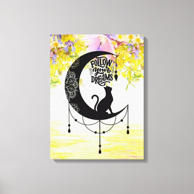 Toile Dreamcatcher avec chat | Suivez vos rêves (Recto)