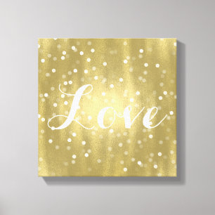 Toile Dreamy Gold et White Confetti Bokeh Love