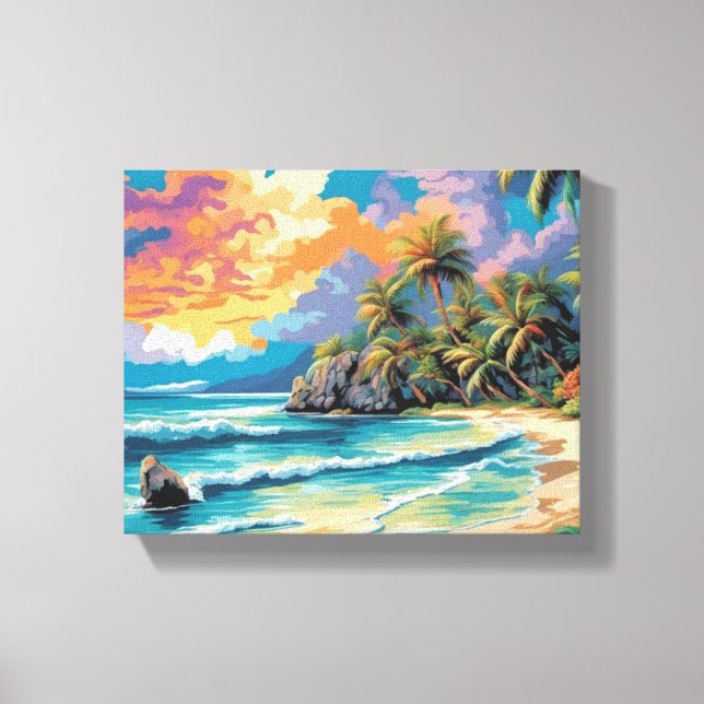 Toile Dreamy Tropical Beach Sunset Peinture (Recto)