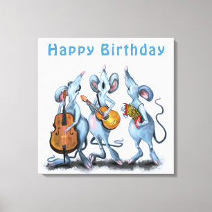 Toile Drôle Anniversaire Canvas Imprimer Souris Musique 