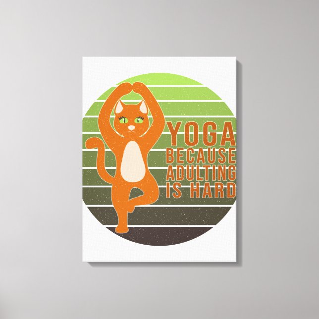 Toile Drôle chat mignon faisant du yoga. (Recto)