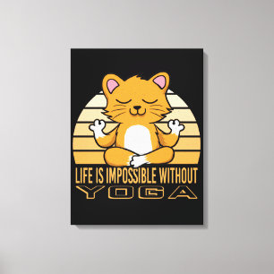 Toile Drôle chat mignon faisant du yoga.