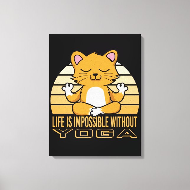 Toile Drôle chat mignon faisant du yoga. (Recto)