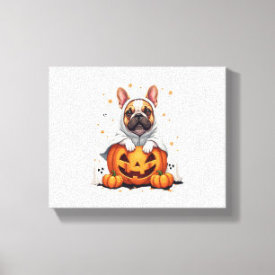 Toile Drôle de Bulldog Anglais Fantôme Boo Halloween Fem