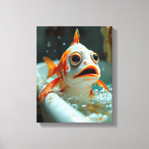 Toile Drôle de poisson dans le bain