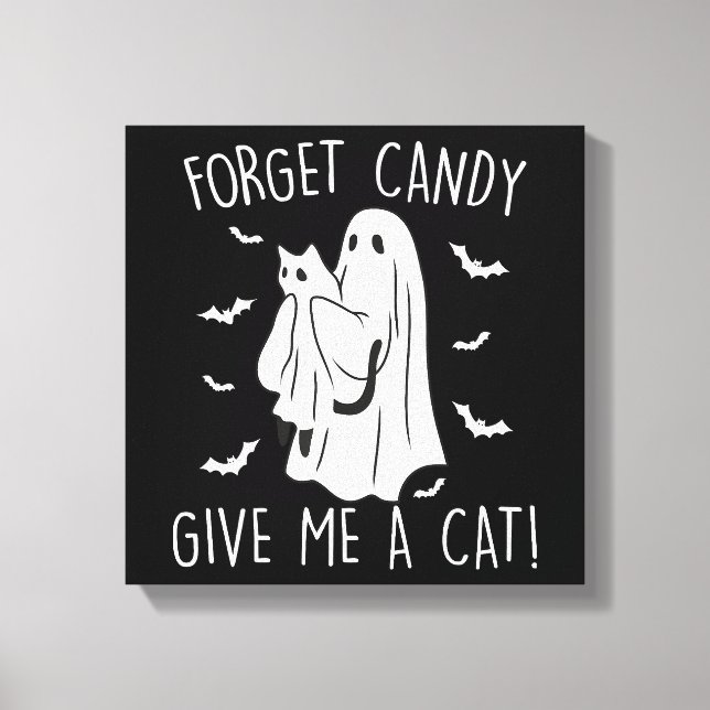 Toile Drôle Halloween Cat Ghost Oublier Candy Donner Moi (Recto)