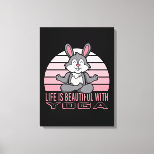 Toile Drôle lapin mignon faisant du yoga. drôles pose yo