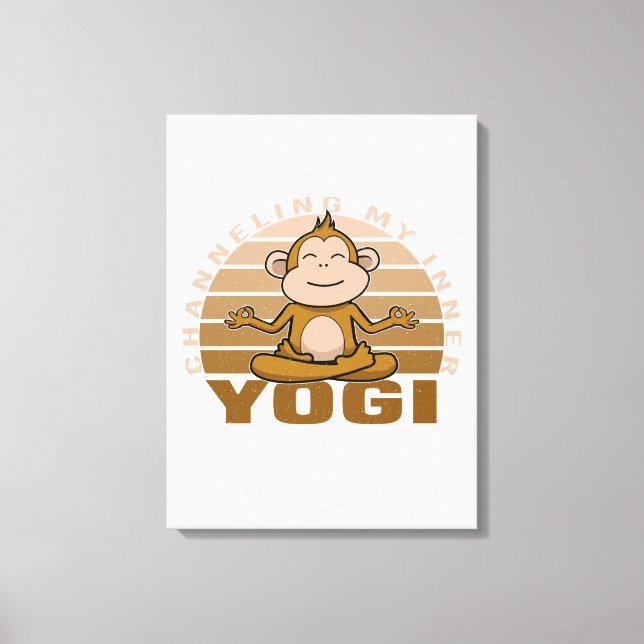 Toile Drôle mignon singe faisant du yoga. drôle de pose  (Recto)