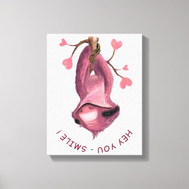Toile Drôle Romantique Sloth Smile Canvas Imprimer (Recto)