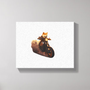 Toile Drôle , Shiba Inu, Moto, Chien, Marionnette, Homme