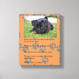 Toile Drôles lois de possession de PUG Pug noir chiot
