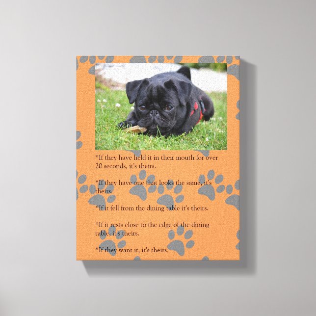Toile Drôles lois de possession de PUG Pug noir chiot (Recto)