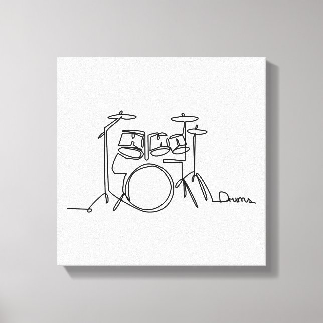 Toile Drummer Music Design Drums One-Line (Recto)