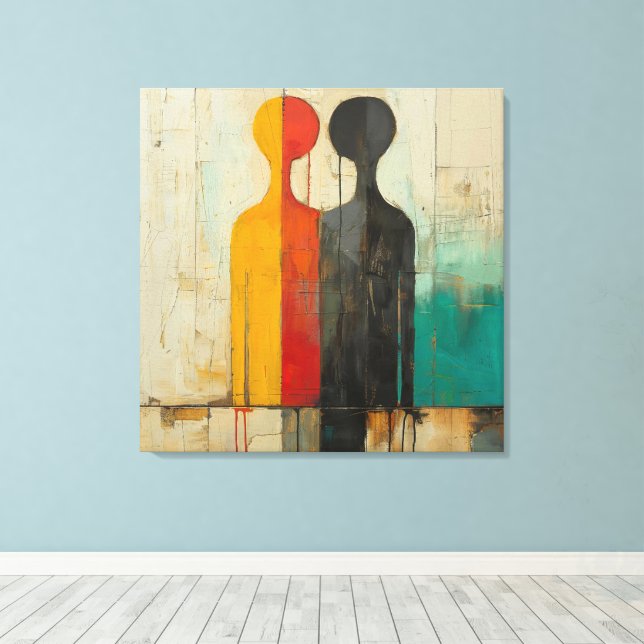 Toile Dualité – Figures Abstraites de Lumière et d'Ombre (Insitu (Plancher de Bois))