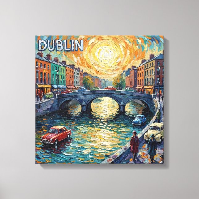Toile Dublin Canal Sunset Reflections Canvas Art (Recto)