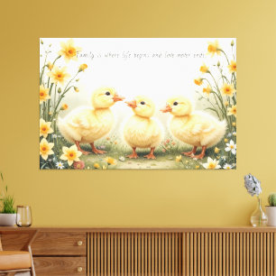 Toile Duckling Family in Sunlit Garden Amoureux des anim