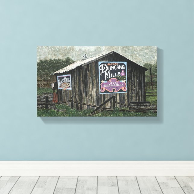 Toile Duncans Mills, Old Barn Watercolor (Insitu (Plancher de Bois))