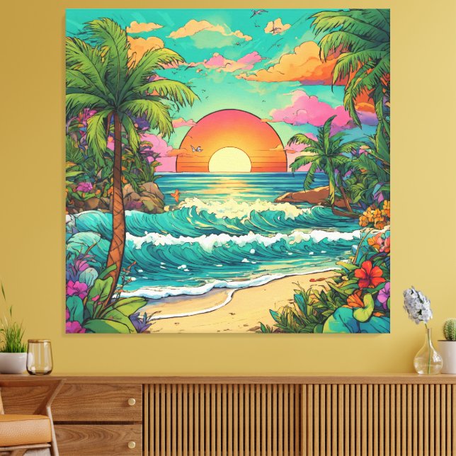 Toile Dusk d'encre tropicale (Insitu(Salon))