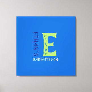 Toile E Monogram Initial Bar Bat mitzvah Panneau d'ouver