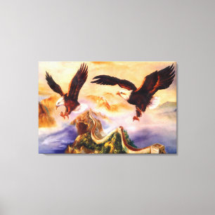 Toile Eagle chauve au-dessus de Grande Muraille de la