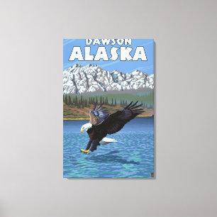 Toile Eagle chauve plongeant - Dawson, Alaska