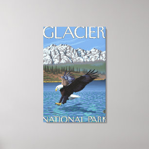 Toile Eagle chauve plongeant - parc national de glacier,