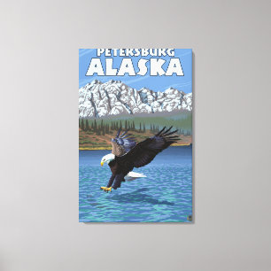 Toile Eagle chauve plongeant - Pétersbourg, Alaska