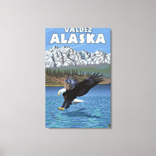 Toile Eagle chauve plongeant - Valdez, Alaska