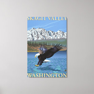Toile Eagle chauve plongeant - vallée de Skagit,