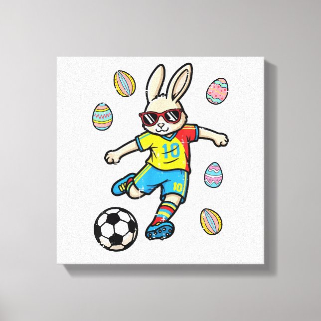 Toile Easter Bunny Soccer Kick Rabbit Football Boys Kids (Recto)