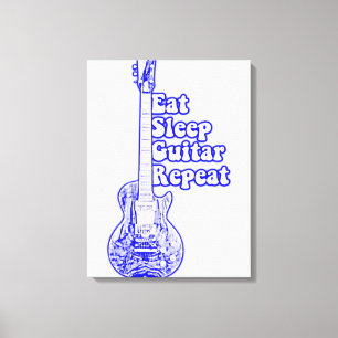 Toile Eat sleep guitar repeat. vintage blue guitar