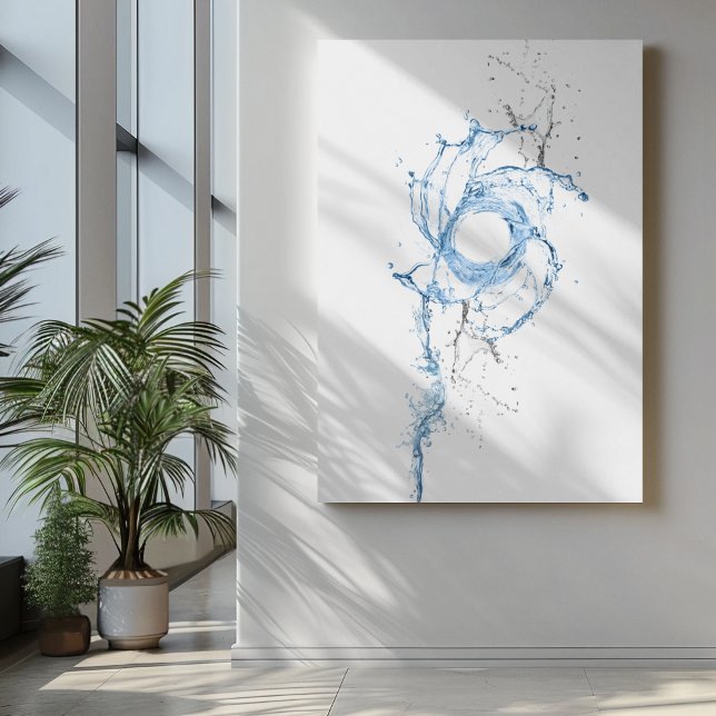 Toile Eau tourbillonnante éclaboussant dans les tons ble (Créateur téléchargé)