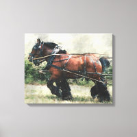 Ébauche de l'équipe de cheval en harnais