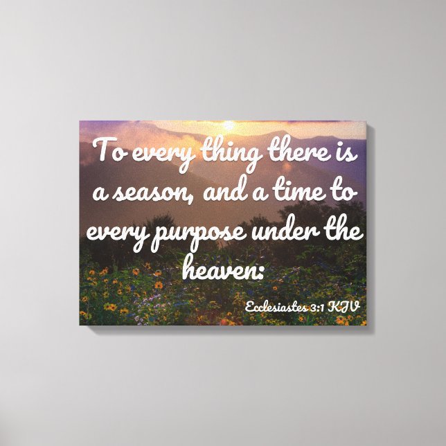 Toile Ecclésiaste 3:1 Bible Verse KJV Pic Wall Art (Recto)