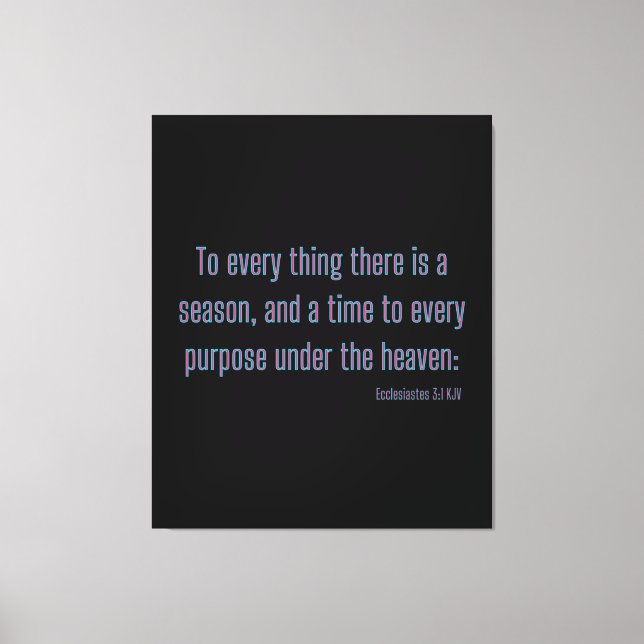 Toile Ecclésiaste 3:1 Bible Verse KJV Wall Art (Recto)
