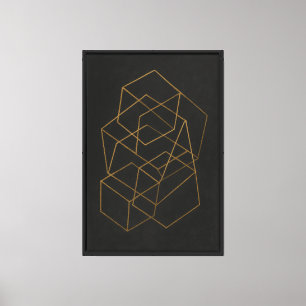 Toile Échos de géométrie - Polygones d'or au charbon