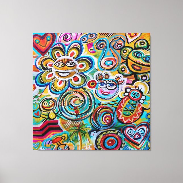 Toile Echos de Taino et Vejigantes - Art de Galina Can (Recto)