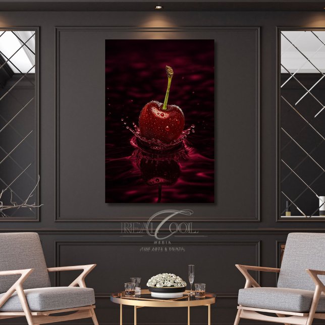Toile Éclaboussure de cerise rouge foncé dans une impres (Créateur téléchargé)