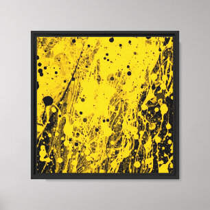 Toile Éclaboussures de peinture noire et jaune