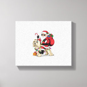 Toile Éclairage de Noël Havanais Père Noël équitation Ch